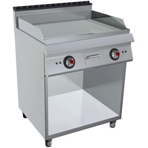 GC Cooking FryTop Professionale Elettrico Piastra Rigata Cromata Profondità 90