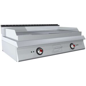 GC Cooking FryTop Professionale Elettrico da Banco Piastra 2/3 Liscia 1/3 Rigata Cromata Profondità 90