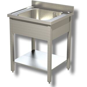Amitek Lavello Acciaio Inox AISI 304 1 Vasca Dim. 60x70x85 cm con Alzatina