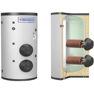 Cordivari Bollitore in Acciaio Extra 2 Plus WRB 200 L con Scambiatori Alettati Coibentazione Rigida in Polywarm