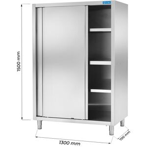 Armadio con porte scorrevoli in acciaio inox con 3 ripiani L1300xP700xH1500 mm linea premium