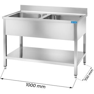 Lavello aperto in acciaio inox con 2 vasche L1000xP700xH850 mm linea premium