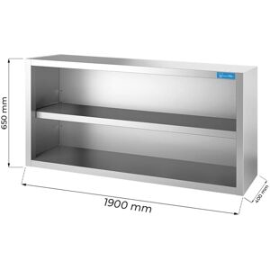 Pensile a giorno in acciaio inox con 1 ripiano L1900xP400xH650 mm linea premium