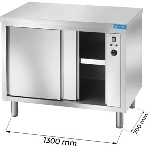 Tavolo armadiato riscaldato in acciaio inox senza alzatina L1300xP700xH850 mm linea premium
