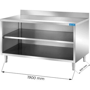 Tavolo a giorno in acciaio inox con alzatina L1900xP600xH850 mm linea premium