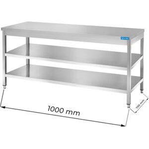 Tavolo aperto in acciaio inox con 2 ripiani senza alzatina L1000xP700xH850 mm linea premium