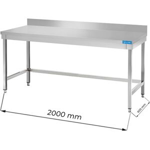 Tavolo aperto in acciaio inox senza ripiano con alzatina L2000xP600xH850 mm linea premium