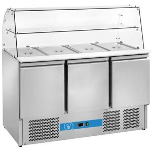 Saladette a refrigerazione statica con n° 3 porte e vetro curvo temp da +2°C a +8°C