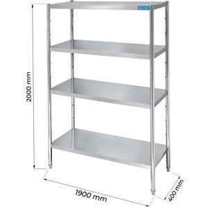 Scaffale in acciaio inox con 4 ripiani L1900xP400xH2000 mm linea premium