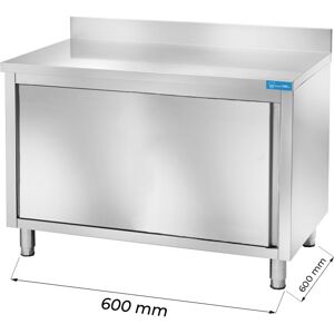 Tavolo armadiato in acciaio inox con alzatina L600xP600xH850 mm linea basic