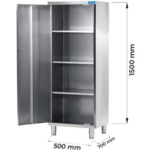 Armadio con porta battente in acciaio inox con 3 ripiani L500xP700xH1500 mm linea premium