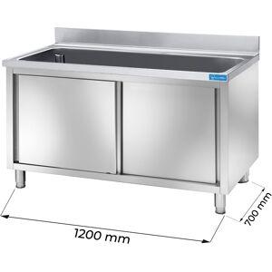 Lavello armadiato in acciaio inox con 1 vasca L1200xP700xH850 mm linea basic