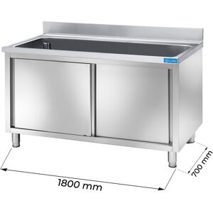Lavello armadiato in acciaio inox con 1 vasca L1800xP700xH850 mm linea basic
