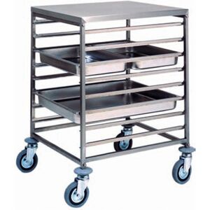 Carrello portateglie in acciaio inox per 8 Teglie GN 2/1 o 16 Teglie GN 1/1 L650xP760xH940 mm