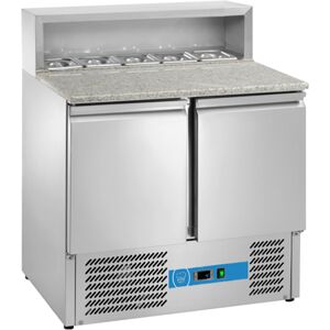 Saladette a refrigerazione statica con n° 2 porte e piano in granito + alzata temp da +2°C a +10°C