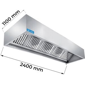 Cappa serie cubica installazione a parete con motore e regolatore di velocità dim. L2400xP1100xH450 mm