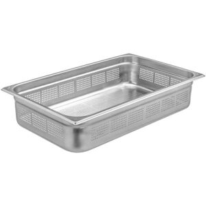 Bacinella in acciaio inox formato GN 1/3 con fondo e lati forati altezza 100 mm