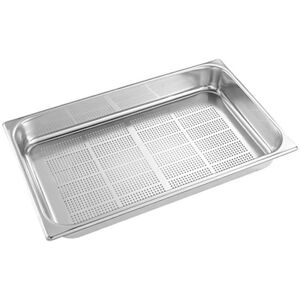 Bacinella in acciaio inox formato GN 2/1 con fondo forato altezza 65 mm