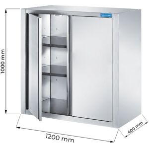 Pensile con porte battenti in acciaio inox con 2 ripiani L1200xP400xH1000 mm linea premium