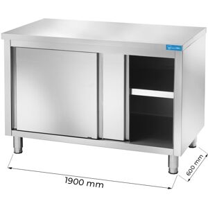 Tavolo armadiato in acciaio inox senza alzatina L1900xP600xH850 mm linea basic
