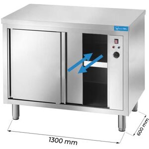 Tavolo armadiato riscaldato passante in acciaio inox senza alzatina L1300xP600xH850 mm linea basic