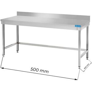 Tavolo aperto in acciaio inox senza ripiano con alzatina L500xP600xH850 mm linea basic