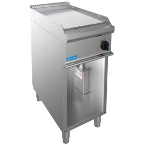 Fry-Top professionale elettrico con piastra singola rigata su vano a giorno