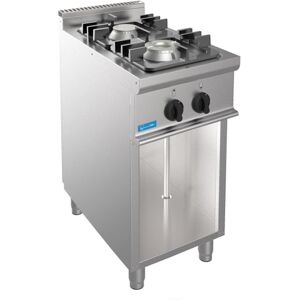 Piano cottura a gas 2 fuochi con 1 bruciatore da 4,5 kw + 1 bruciatore da 7,5 kw su vano a giorno