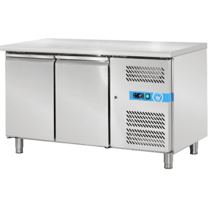 Tavolo refrigerato con n° 2 porte EN 60x40 senza alzatina temp. da -2°C a +8°C prof. 80 cm classe C