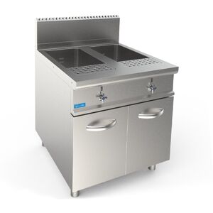 Cuocipasta professionale a gas su mobile con vasca doppia da 40 lt + 40 lt