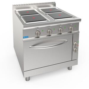 Piano cottura elettrico 4 piastre da 4 kw 300x300 mm su forno elettrico GN 2/1 potenza 5,48 kw