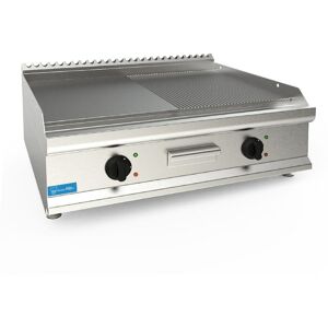 Fry-Top professionale da banco elettrico con piastra doppia ½ liscia + ½ rigata