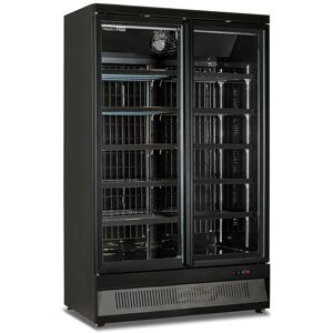 Frigo murale nero ventilato L 125 cm con porte battenti e temp da +1°C a +10°C serie MR