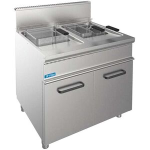 Friggitrice professionale a gas su mobile con doppia vasca da 17 lt + 17 lt