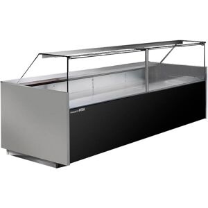 Banco espositivo neutro L248 cm con vetro dritto linea PRAGA