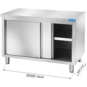 Tavolo armadiato in acciaio inox senza alzatina L2000xP800xH850 mm linea basic