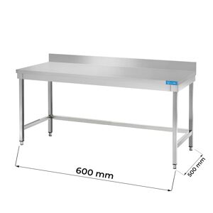 Tavolo aperto in acciaio inox senza ripiano con alzatina L600xP500xH850 mm linea basic