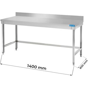 Tavolo aperto in acciaio inox senza ripiano con alzatina L1400xP800xH850 mm linea premium