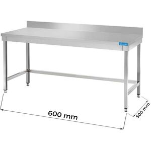 Tavolo aperto in acciaio inox senza ripiano con alzatina L600xP500xH850 mm linea basic