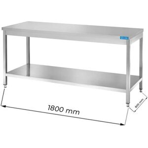 Tavolo aperto in acciaio inox con ripiano senza alzatina L1800xP800xH850 mm linea basic