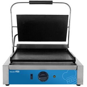 Piastra panini singola con piano cottura maggiorato in ghisa liscio potenza 2200 watt