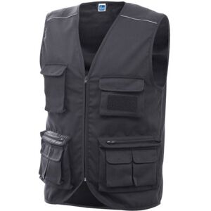 Gilet multitasche Chrome blu con zip, riflettenti e porta badge Personalizzate o neutre Siggi Workwear