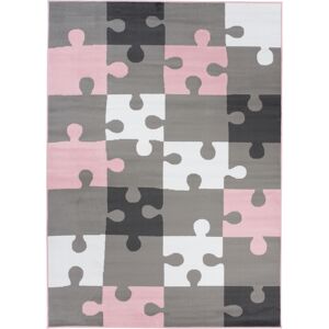 Tapiso Tappeto per bambini puzzle rosa grigio bianco 180x250cm 250x1x180cm