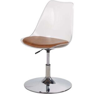 Maisons du Monde Sedia girevole in polipropilene trasparente e cuscino marrone 48.5x88x53.5cm