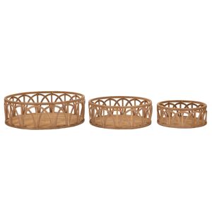 Mauro Ferretti Set di 3 svuotatasche in rattan marrone Ø cm 50x16-40x14-30x12 50x16x50cm