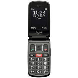 Beghelli CELLULARE Phone SLV19 ECODESIGN Nero, per anziani, tasti grandi, tasto di chiamata rapida soccorso, a conchiglia