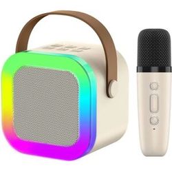 Cassa Bluetooth con luci LED e supporto Micro SD beige