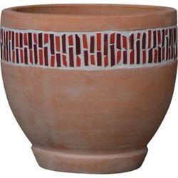Vaso terracotta con mosaico rosso 32x32x28 cm