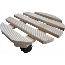 Carrello per piante rigato tondo in faggio naturale Ø 30x30 cm