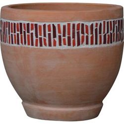 Vaso terracotta con mosaico rosso 41x41x36 cm